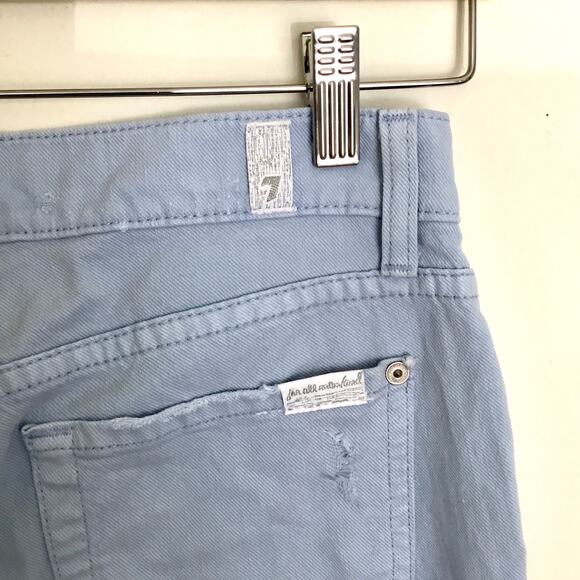 SEVEN 7 FOR ALL MANKIND WOMENS THE SLIM CIGARETTE SKINNY PASTEL BLUE JEANS 28 - Picture 2 of 5